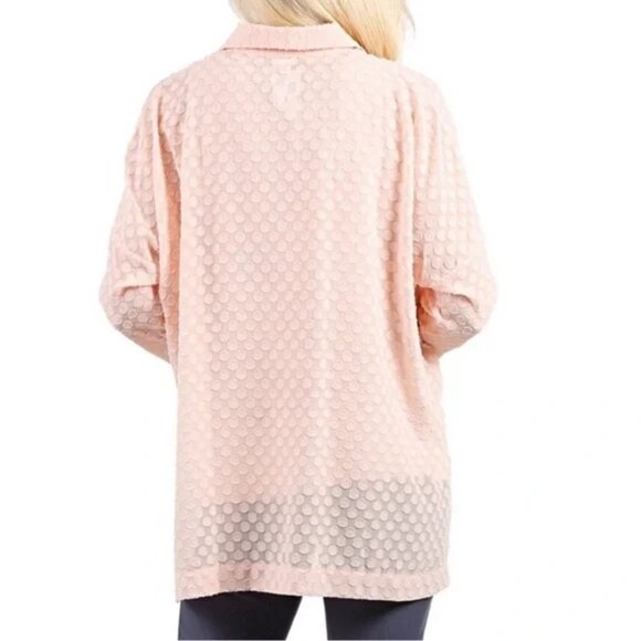 WYNNE LAYERS size M peach 3/4 sleeve popover tunic, light weight, relaxed fit - Picture 8 of 9